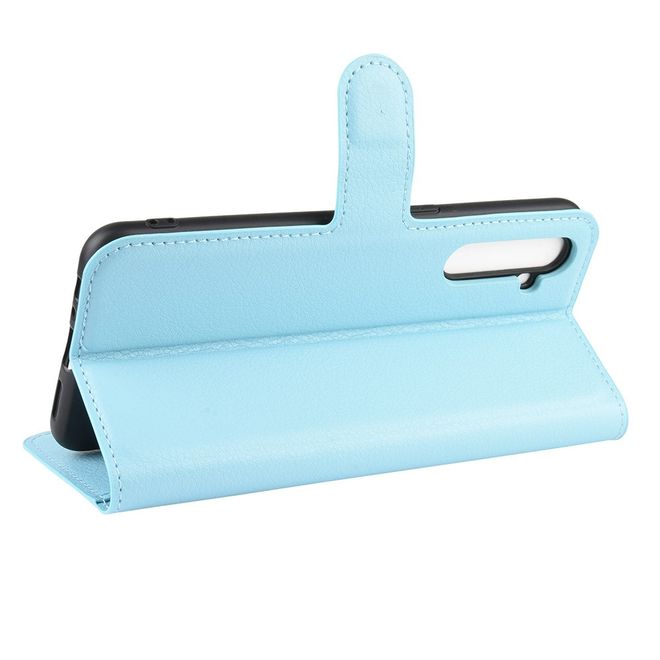 Oppo Realme XT / X2 Handy Hülle - Litchi Leder Bookcover Series - blau