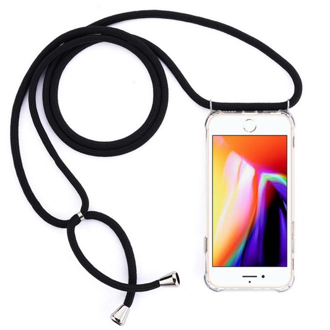 MU Style - iPhone 8 Plus / 7 Plus Handykette - Necklace TPU Hülle zum Umhängen - Original Series - transparent/schwarz