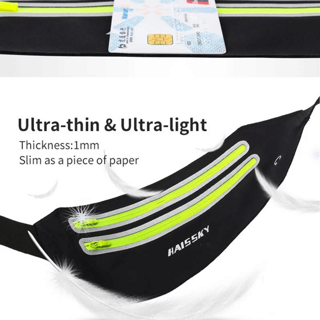 Universelle Sport Bauchtasche für Handys bis 6.5 Zoll - mit zwei Reissverschlussfächern - gelb