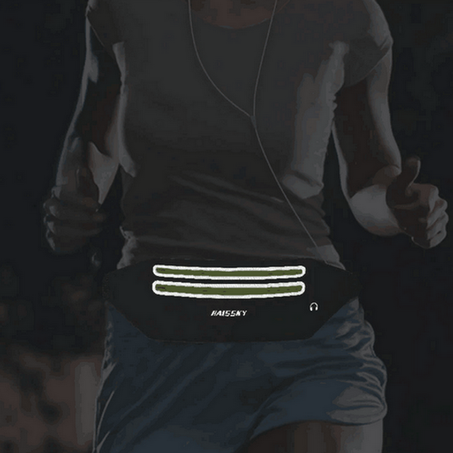 Universelle Sport Bauchtasche für Handys bis 6.5 Zoll - mit zwei Reissverschlussfächern - gelb