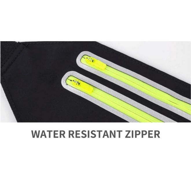 Universelle Sport Bauchtasche für Handys bis 6.5 Zoll - mit zwei Reissverschlussfächern - gelb