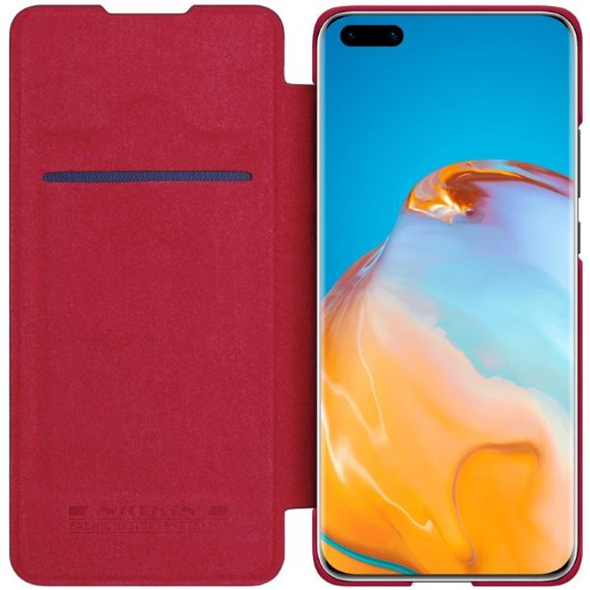 Nillkin - Huawei P40 Pro Plus Hülle - Leder Book Case - Qin Series - rot