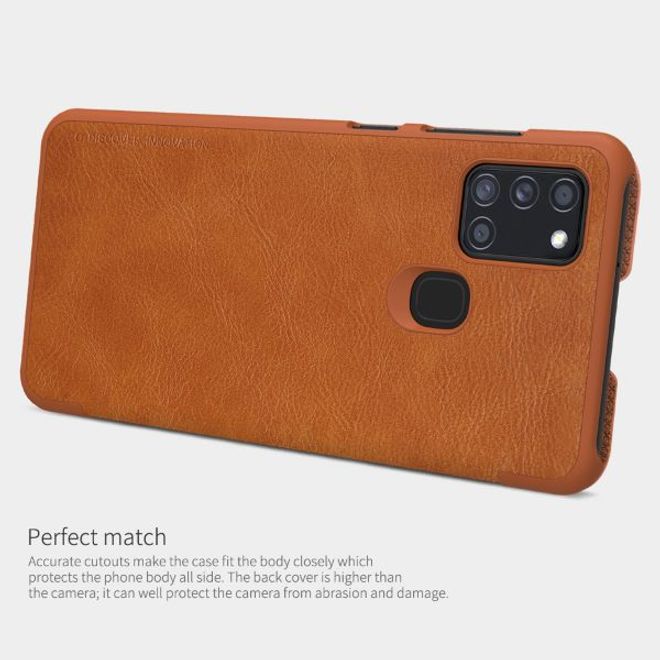 Nillkin - Samsung Galaxy A21s Hülle - Leder Book Case - Qin Series - rot