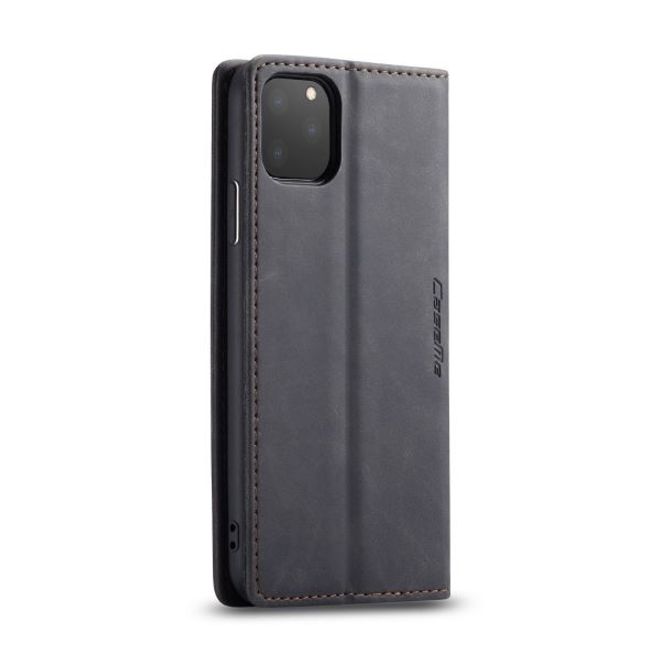 Caseme - iPhone 11 Pro Max Hülle - Leder Flip Wallet Case - schwarz
