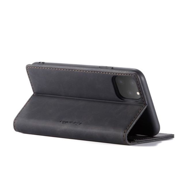 Caseme - iPhone 11 Pro Max Hülle - Leder Flip Wallet Case - schwarz