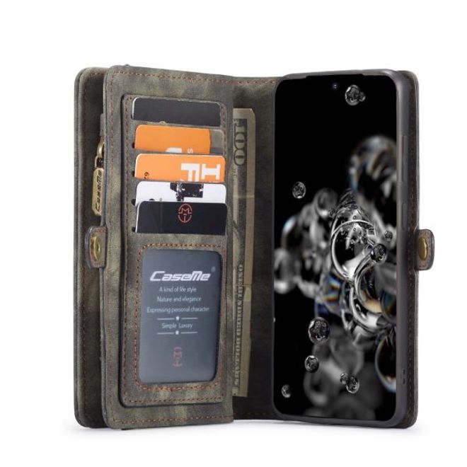 Caseme - Samsung Galaxy S20 Handyhülle - Leder Portemonnaie mit abnehmbarer Plastik Hülle - schwarz