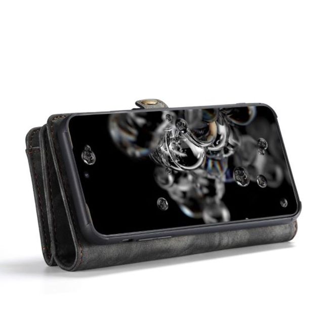 Caseme - Samsung Galaxy S20 Handyhülle - Leder Portemonnaie mit abnehmbarer Plastik Hülle - schwarz