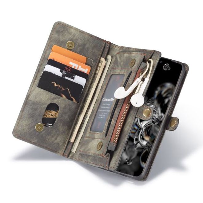 Caseme - Samsung Galaxy S20 Handyhülle - Leder Portemonnaie mit abnehmbarer Plastik Hülle - schwarz