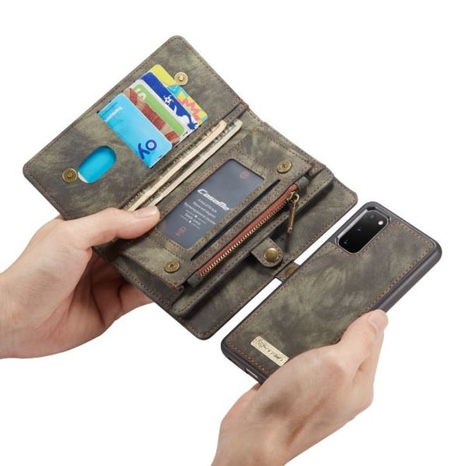 Caseme - Samsung Galaxy S20 Handyhülle - Leder Portemonnaie mit abnehmbarer Plastik Hülle - schwarz