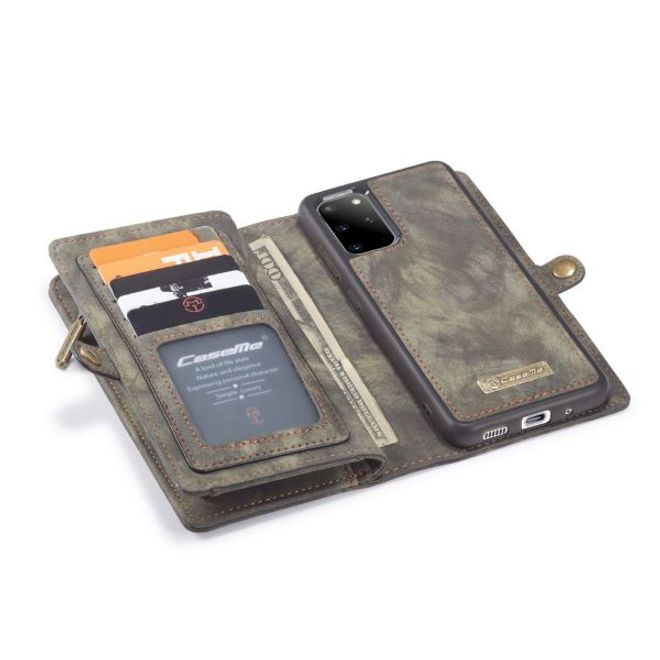 Caseme - Samsung Galaxy S20+ Handyhülle - Leder Portemonnaie mit abnehmbarer Plastik Hülle - schwarz