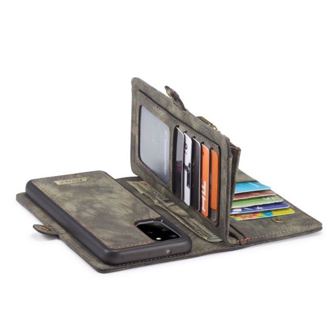 Caseme - Samsung Galaxy S20+ Handyhülle - Leder Portemonnaie mit abnehmbarer Plastik Hülle - schwarz