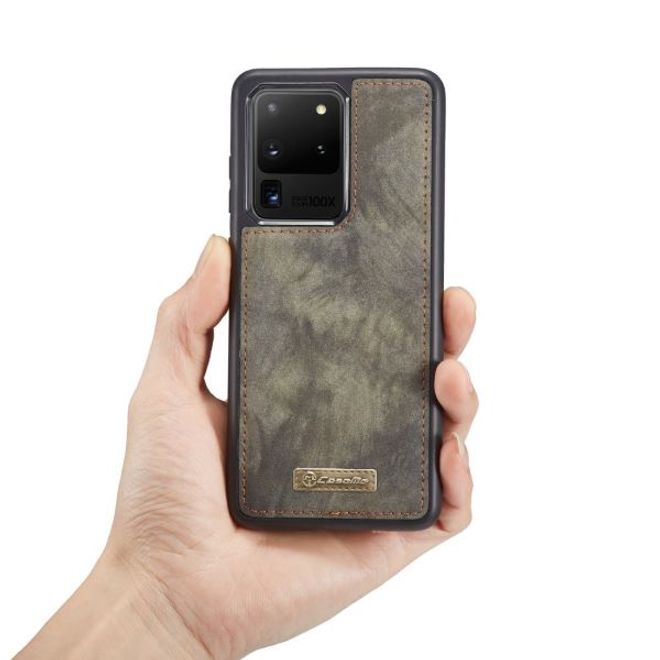Caseme - Samsung Galaxy S20 Ultra Handyhülle - Leder Portemonnaie mit abnehmbarer Plastik Hülle - schwarz