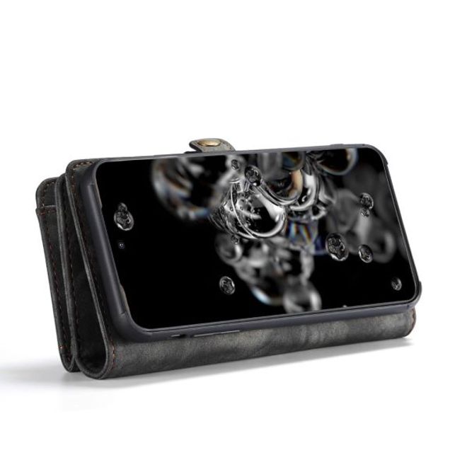 Caseme - Samsung Galaxy S20 Ultra Handyhülle - Leder Portemonnaie mit abnehmbarer Plastik Hülle - schwarz