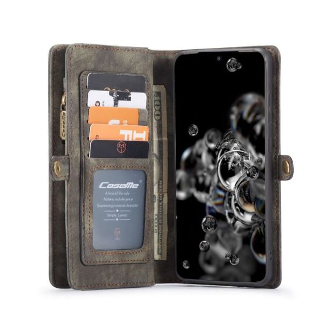 Caseme - Samsung Galaxy S20 Ultra Handyhülle - Leder Portemonnaie mit abnehmbarer Plastik Hülle - schwarz