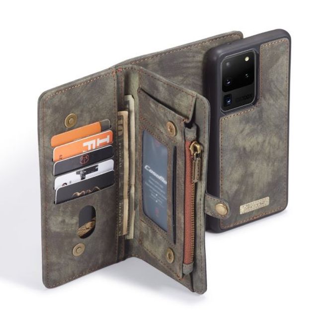 Caseme - Samsung Galaxy S20 Ultra Handyhülle - Leder Portemonnaie mit abnehmbarer Plastik Hülle - schwarz