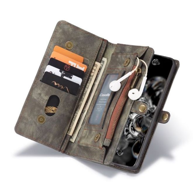Caseme - Samsung Galaxy S20 Ultra Handyhülle - Leder Portemonnaie mit abnehmbarer Plastik Hülle - schwarz