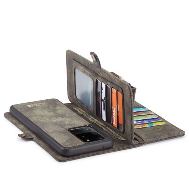 Caseme - Samsung Galaxy S20 Ultra Handyhülle - Leder Portemonnaie mit abnehmbarer Plastik Hülle - schwarz