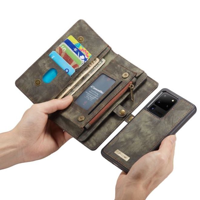 Caseme - Samsung Galaxy S20 Ultra Handyhülle - Leder Portemonnaie mit abnehmbarer Plastik Hülle - schwarz