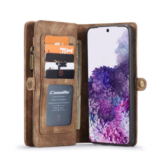 Caseme - Samsung Galaxy S20 Ultra Handyhülle - Leder Portemonnaie mit abnehmbarer Plastik Hülle - braun