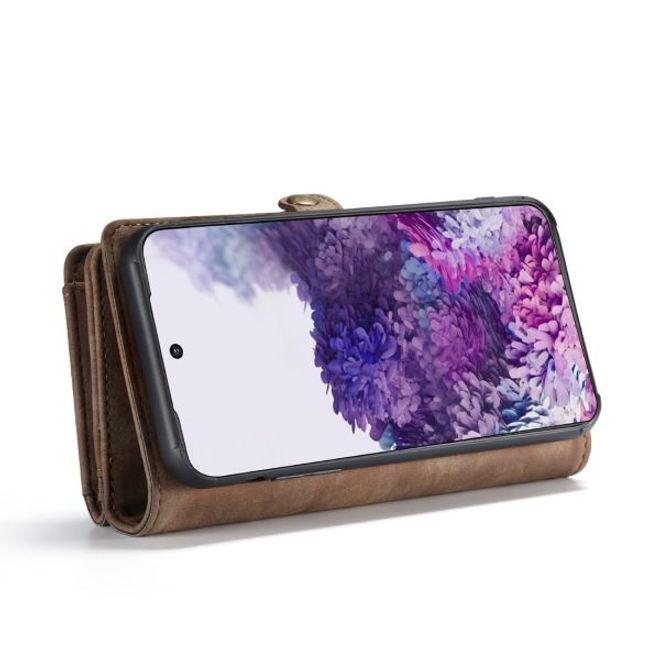 Caseme - Samsung Galaxy S20 Ultra Handyhülle - Leder Portemonnaie mit abnehmbarer Plastik Hülle - braun