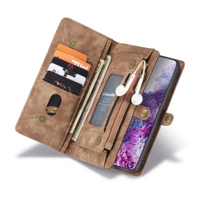 Caseme - Samsung Galaxy S20 Ultra Handyhülle - Leder Portemonnaie mit abnehmbarer Plastik Hülle - braun