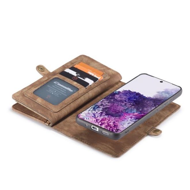 Caseme - Samsung Galaxy S20 Ultra Handyhülle - Leder Portemonnaie mit abnehmbarer Plastik Hülle - braun