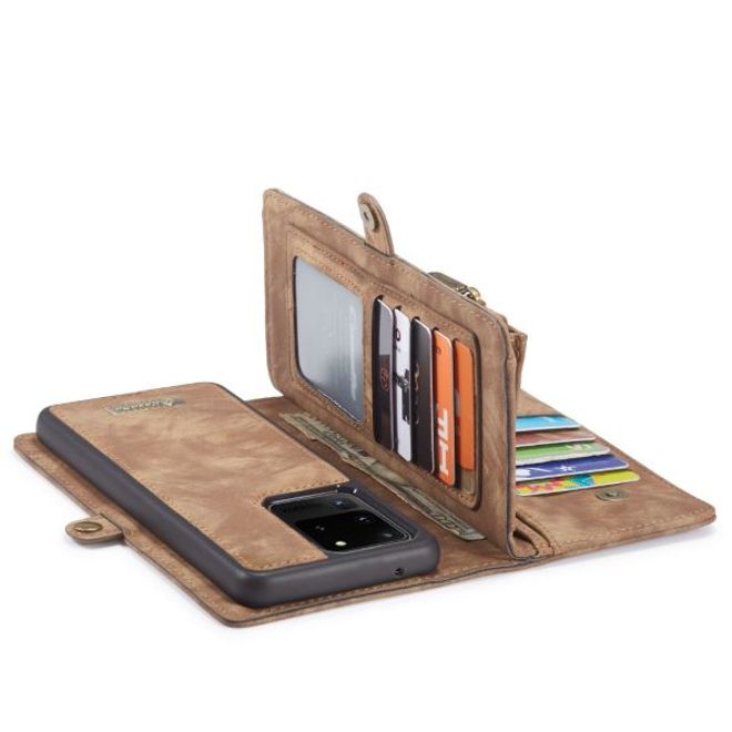 Caseme - Samsung Galaxy S20 Ultra Handyhülle - Leder Portemonnaie mit abnehmbarer Plastik Hülle - braun