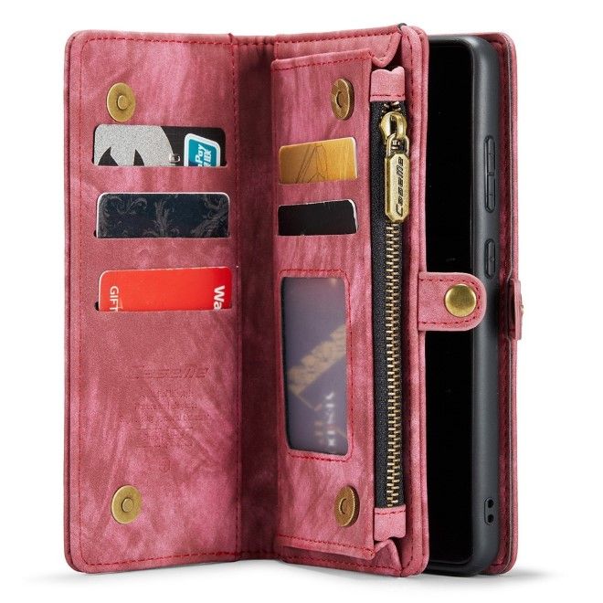 Caseme - Samsung Galaxy S20 Ultra Handyhülle - Leder Portemonnaie mit abnehmbarer Plastik Hülle - rot