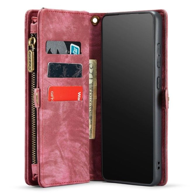 Caseme - Samsung Galaxy S20 Ultra Handyhülle - Leder Portemonnaie mit abnehmbarer Plastik Hülle - rot