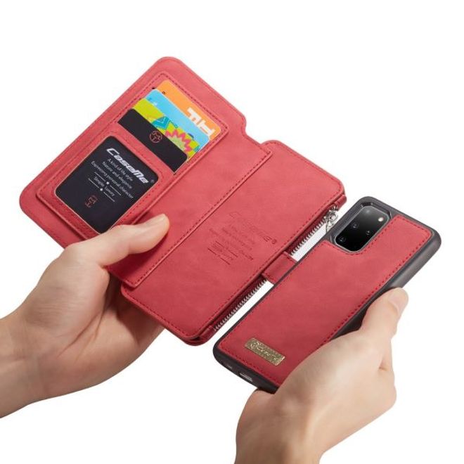 Caseme - Samsung Galaxy S20+ Handy Hülle - Leder Etui mit abnehmbarer Plastik Hülle - rot