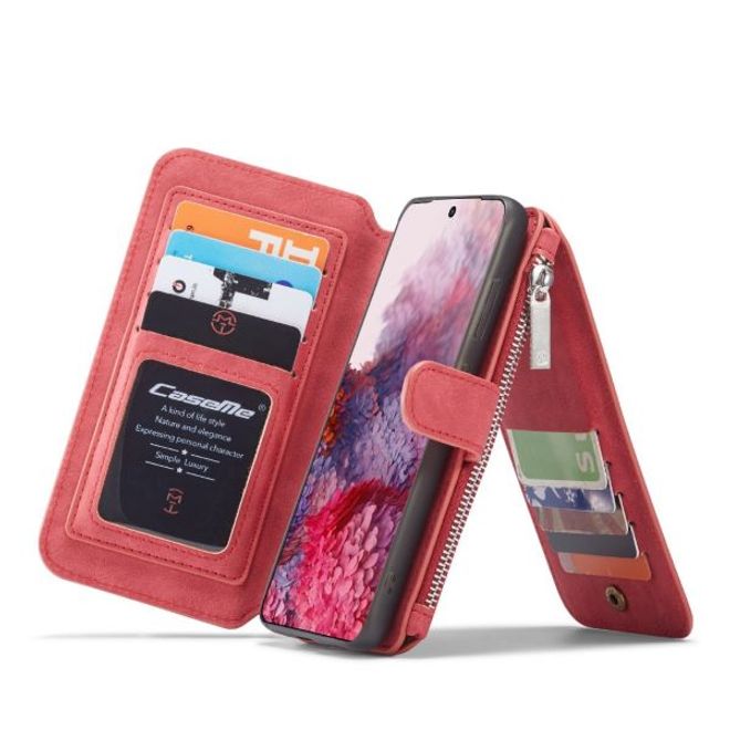 Caseme - Samsung Galaxy S20+ Handy Hülle - Leder Etui mit abnehmbarer Plastik Hülle - rot