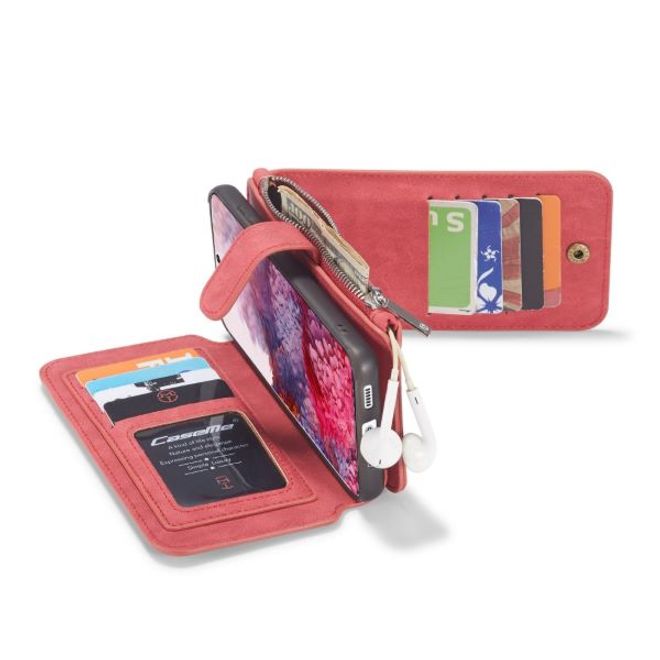 Caseme - Samsung Galaxy S20+ Handy Hülle - Leder Etui mit abnehmbarer Plastik Hülle - rot