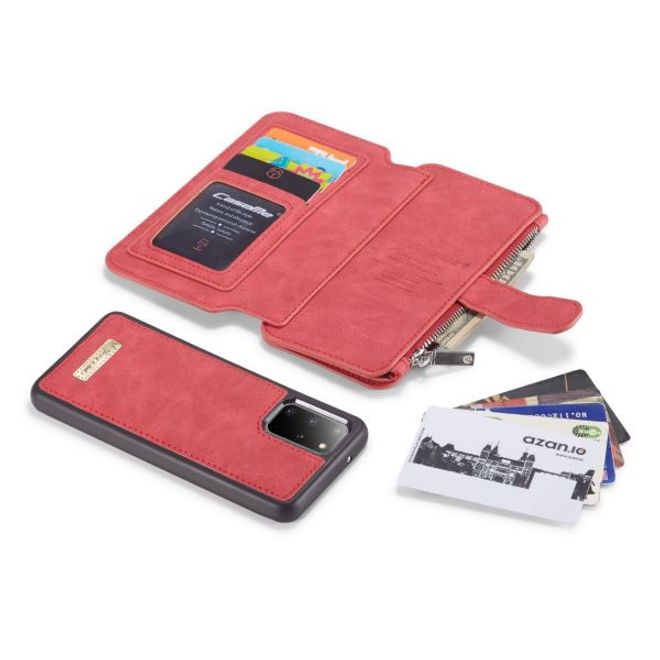 Caseme - Samsung Galaxy S20+ Handy Hülle - Leder Etui mit abnehmbarer Plastik Hülle - rot