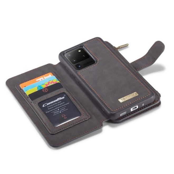 Caseme - Samsung Galaxy S20 Ultra Handy Hülle - Leder Etui mit abnehmbarer Plastik Hülle - schwarz