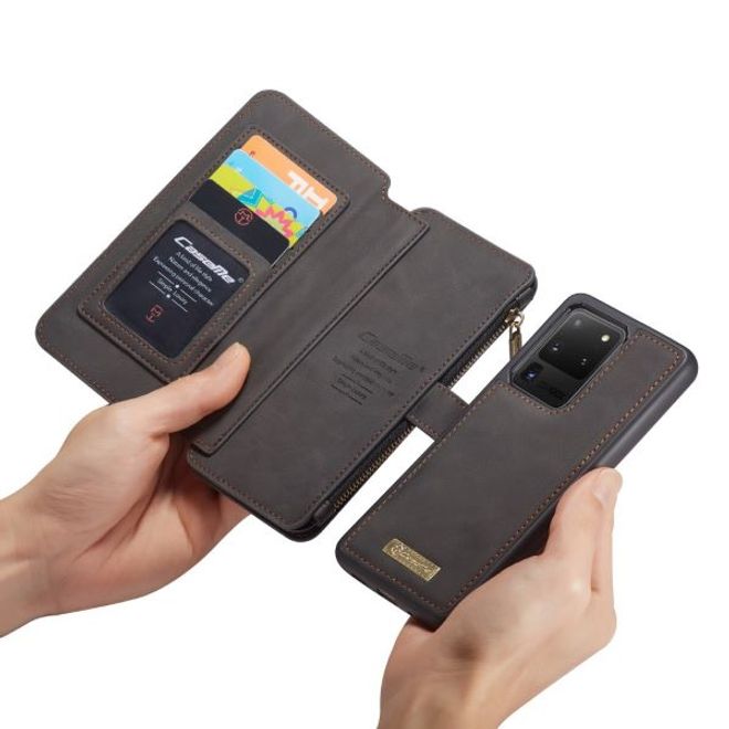 Caseme - Samsung Galaxy S20 Ultra Handy Hülle - Leder Etui mit abnehmbarer Plastik Hülle - schwarz