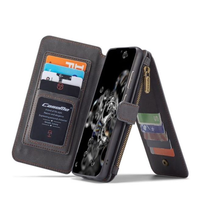 Caseme - Samsung Galaxy S20 Ultra Handy Hülle - Leder Etui mit abnehmbarer Plastik Hülle - schwarz