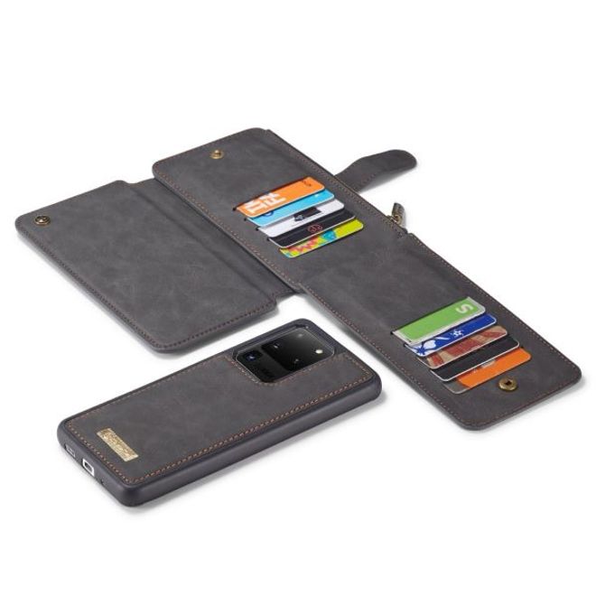 Caseme - Samsung Galaxy S20 Ultra Handy Hülle - Leder Etui mit abnehmbarer Plastik Hülle - schwarz