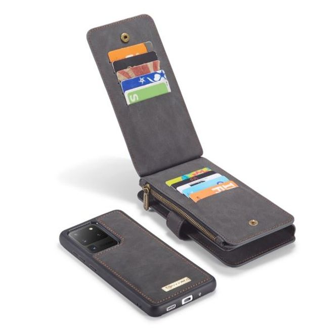 Caseme - Samsung Galaxy S20 Ultra Handy Hülle - Leder Etui mit abnehmbarer Plastik Hülle - schwarz
