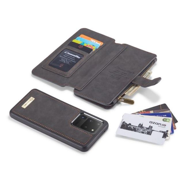 Caseme - Samsung Galaxy S20 Ultra Handy Hülle - Leder Etui mit abnehmbarer Plastik Hülle - schwarz