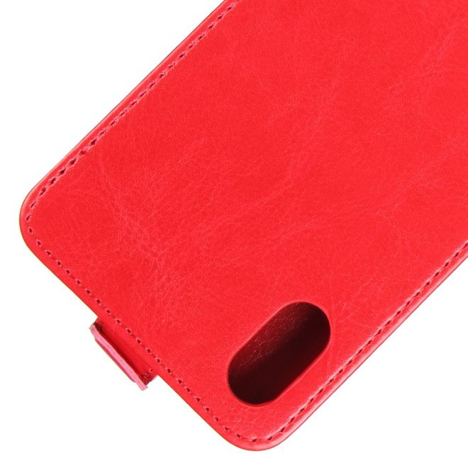 Étui pour iPhone XS/X - Étui à rabat vertical en cuir Crazy Horse - Rouge