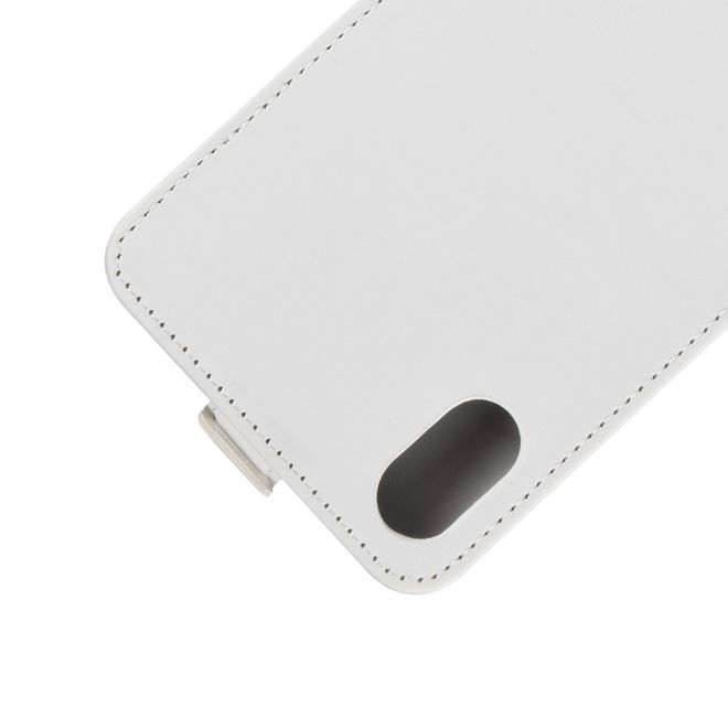 iPhone XS Max Phone Case - Crazy Horse Leather Flip Case - Vertical - White