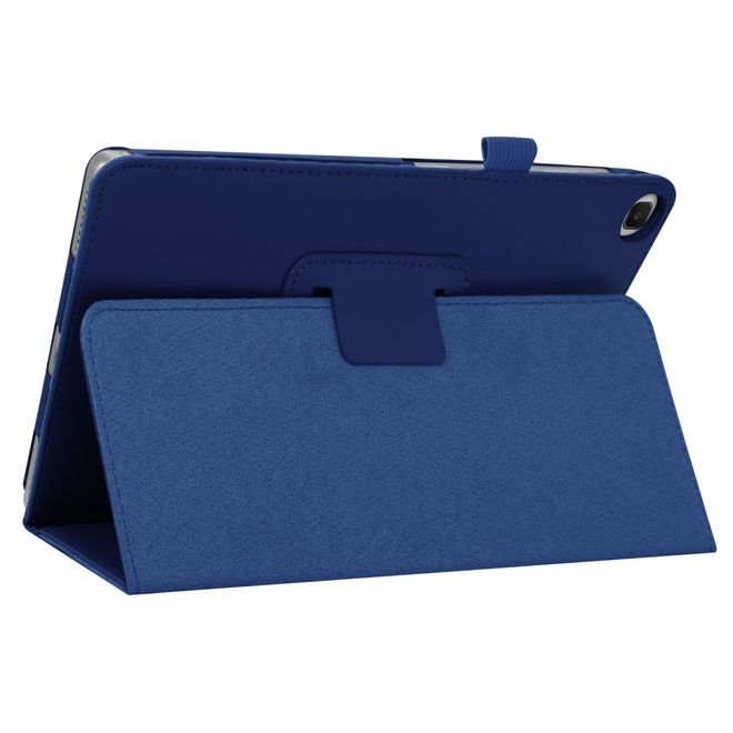 Samsung Galaxy Tab S6 Lite Hülle - Litchi Leder Bookcover - dunkelblau