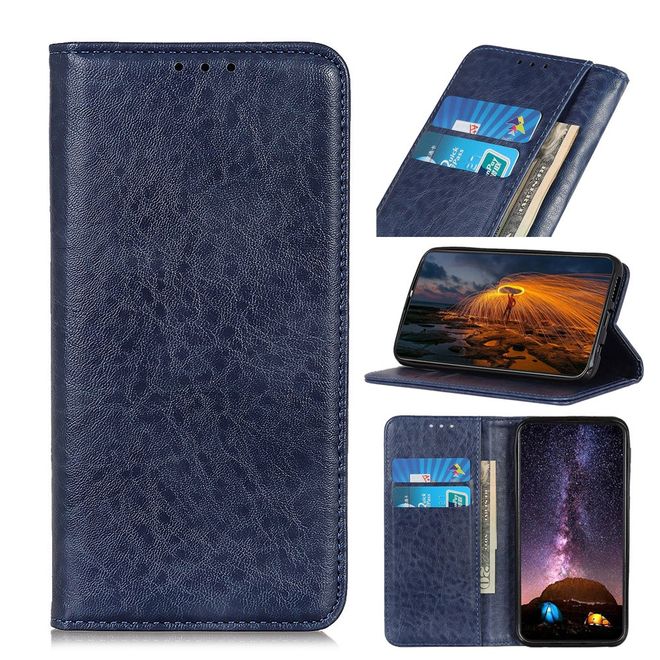 Sony Xperia L4 Handy Hülle - Crazy Horse V Leder Bookcover Series - blau