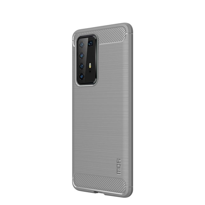 Mofi - Huawei P40 Pro Plus Hülle - TPU Softcase - Carbon Fiber Series - grau
