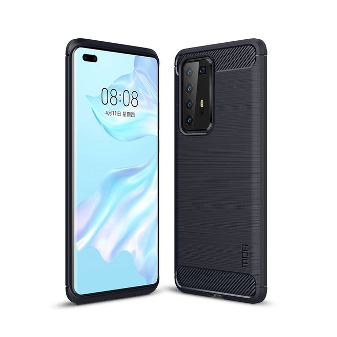 Mofi - Huawei P40 Pro Plus Hülle - TPU Softcase - Carbon Fiber Series - dunkelblau