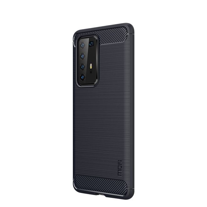Mofi - Huawei P40 Pro Plus Hülle - TPU Softcase - Carbon Fiber Series - dunkelblau