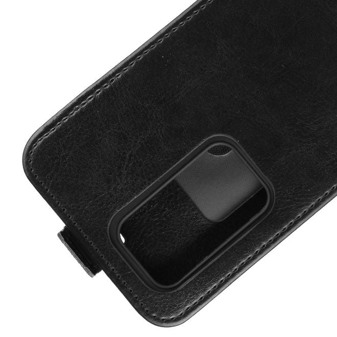 Huawei P40 Pro Plus Handyhülle - Crazy Horse Leder Flipcase - vertikal - schwarz