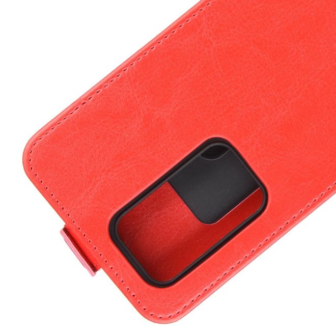 Huawei P40 Pro Plus Handyhülle - Crazy Horse Leder Flipcase - vertikal - rot