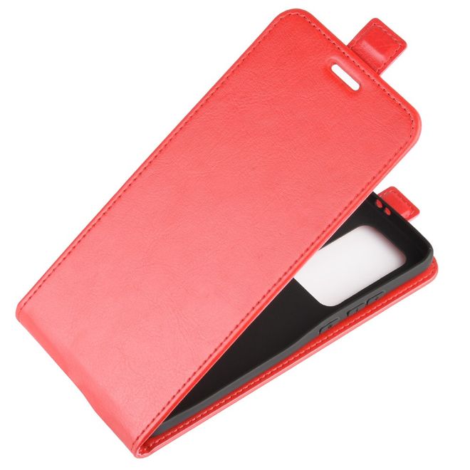 Huawei P40 Pro Plus Handyhülle - Crazy Horse Leder Flipcase - vertikal - rot