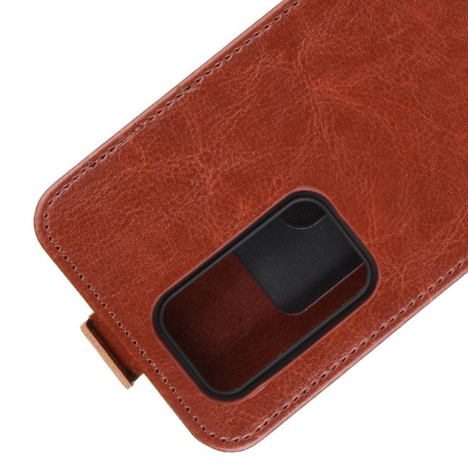 Huawei P40 Pro Plus Handyhülle - Crazy Horse Leder Flipcase - vertikal - braun